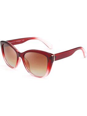 Women's Red Polarized Vintage Sunglasses American Square Jackie O Cat Eye